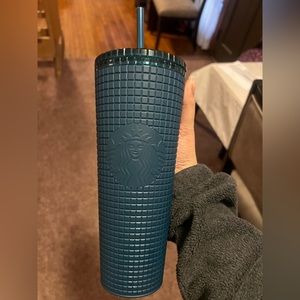 Starbucks Tumbler Cup Matte Navy Blue Grid